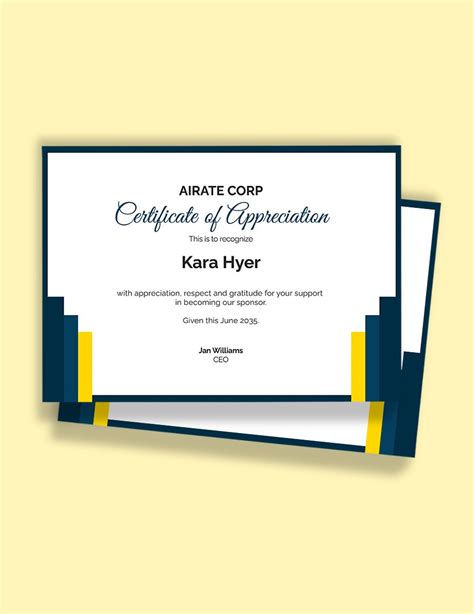 Thank You Certificate For Sponsorship Template In Pages Word