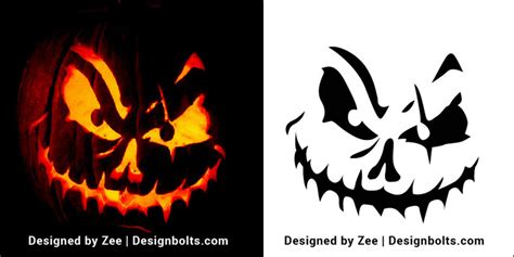 10 Free Scary Halloween Pumpkin Carving Stencils Patterns