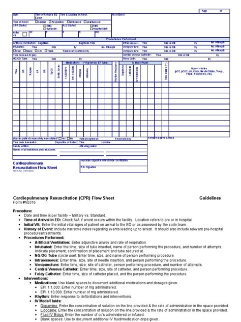 Cpr Code Flow Sheet Cardiopulmonary Resuscitation Intravenous Therapy