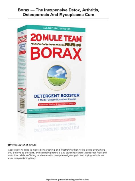 Borax The Inexpensive Detox Arthritis Osteoporosis And Mycoplasma