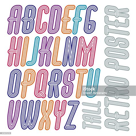 Vector Retro Vintage Capital English Alphabet Letters Collection Funky