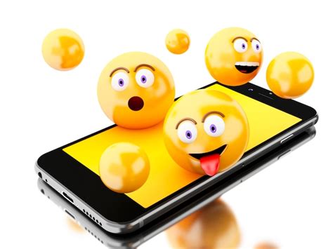Premium Photo 3d Smartphone With Emoji Icons