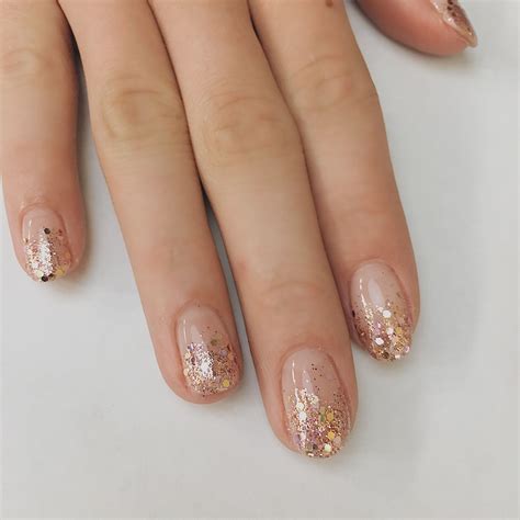 Rose Gold Hot Pink Nails With Glitter As The Years Went By The Top