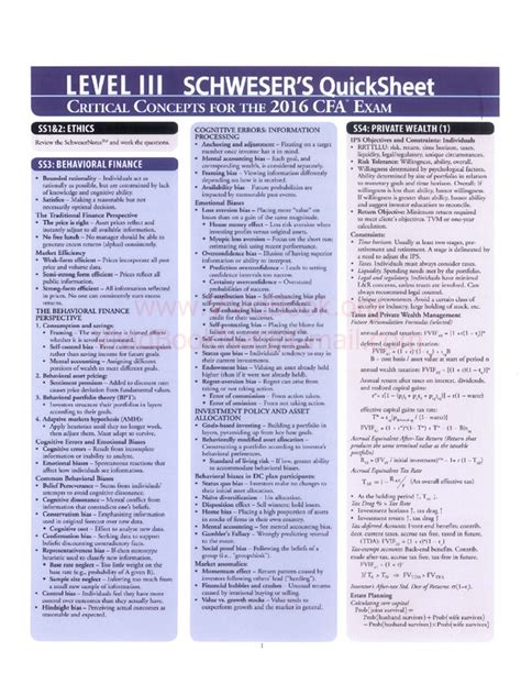 Cfa Level 2 Quicksheet Pdf To Excel Meetyellow