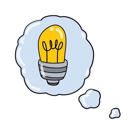 Light Bulb Bubble Cloud With Thoughts And Idea Mind And Electric Lamp