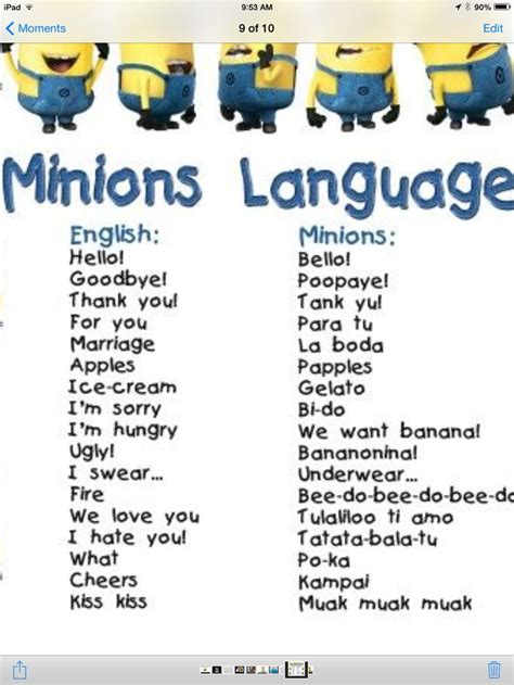 How To Speak Minionese Minions Language Minions Language