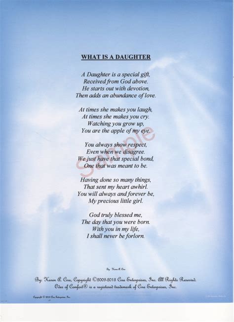 The poem is all about getting a thought across. Five Stanza What Is A Daughter Poem shown on by OdesofComfort