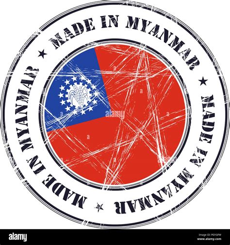 Made In Myanmar Grunge Rubber Stamp With Flag Stock Vector Image And Art