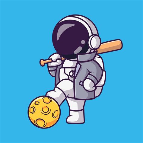 Hand Drawn Cute Cartoon Astronaut Svg Playing Baseball With Etsy