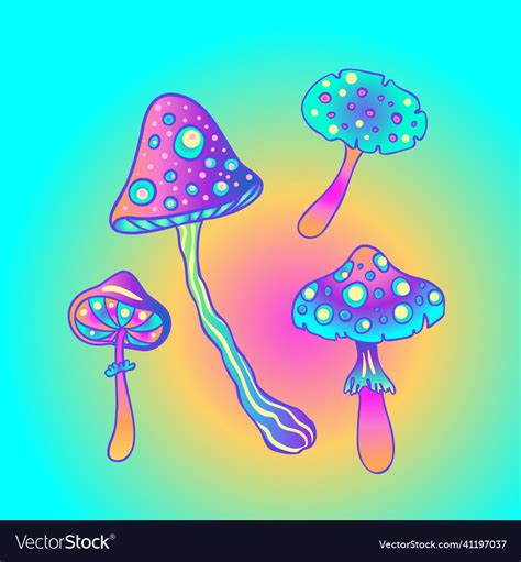 Magic Mushrooms Psychedelic Hallucination Vector Image