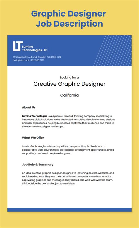 10 Graphic Designer Job Description Templates Free Sample Example