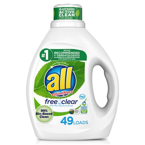 All Laundry Detergent Liquid Free Clear Eco 49 Loads 99 Bio Based