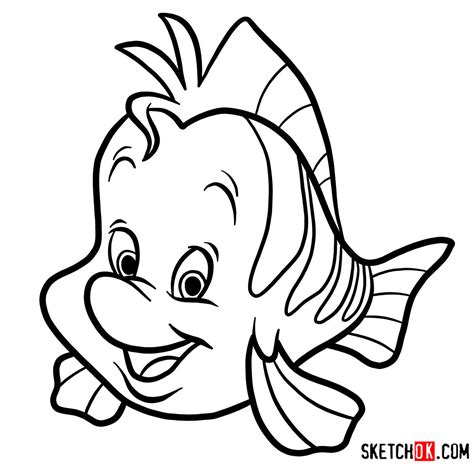 How To Draw Flounder The Little Mermaid Sketchok Easy Drawing Guides