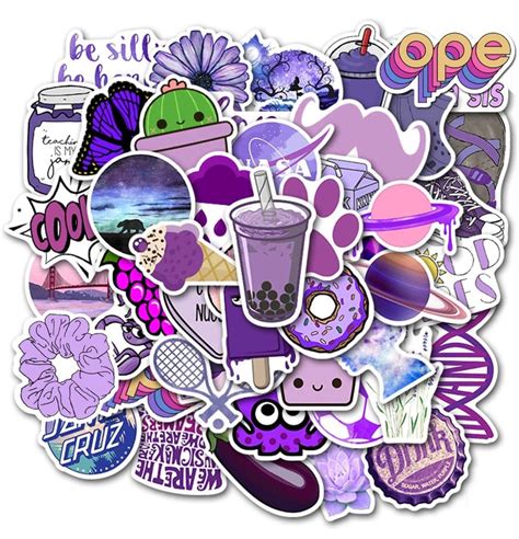 Cute Purple Vsco Stickers Pack Random Stickers Waterproof Etsy Canada