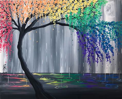 Rainbow Cherry Blossom Tree Etsy Rainbow Art Tree Painting