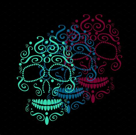 Skull Vector Neon Color Calaveras Art Skull Wallpaper Abstract Art