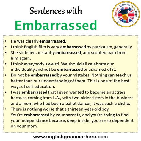 Sentences With Embarrassed Embarrassed In A Sentence In English