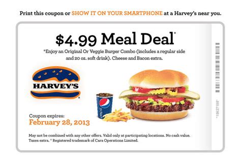 Get fast food deals now. Harvey's Fast Food Coupons