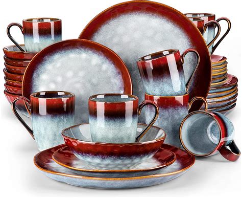 Vancasso Starry Red Dinner Set Reactive Glaze Dinnerware Tableware 32