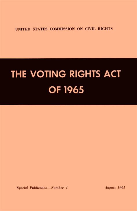 Voting Rights Act Of 1965 By Us Commission On Civil Rights Goodreads