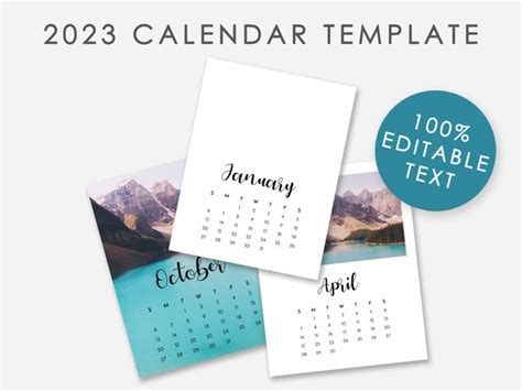 2023 Calendar Template Photoshop 100 Editable Etsy Uk