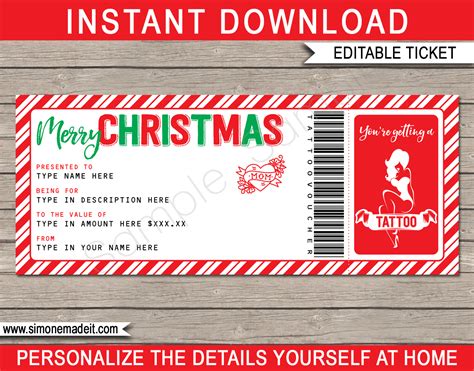 These certificates are unique to this site, i made 'em for you. Printable Christmas Tattoo Gift Voucher Template | DIY ...