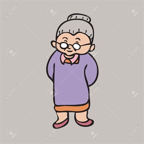 Cartoon Character Of Asian Grandma Royalty Free Cliparts