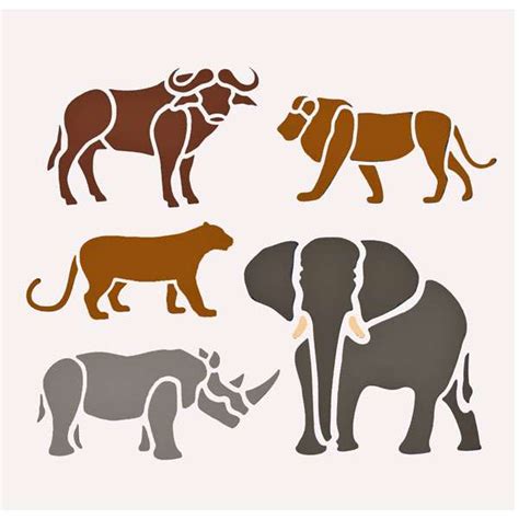 Big Five African Animal Stencil Re Usable Stencil Craft Stencil