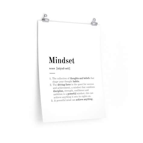 Mindset Definition Print Office Wall Art Home Office Etsy