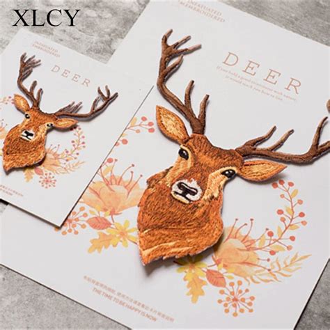 Embroidered Deer Patch For Clothing Iron On Sewing Antler Applique For