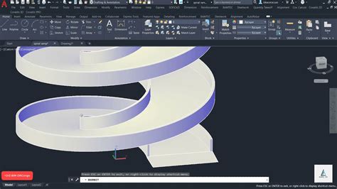 3d Spiral Ramp Modeling In Autocad 2021 Youtube