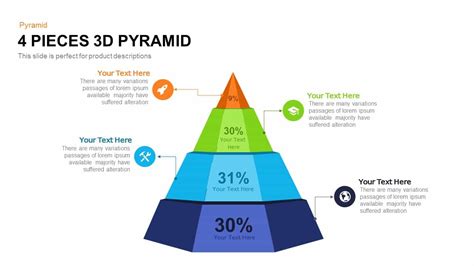 4 Pieces 3d Pyramid Powerpoint Template And Keynote Slide