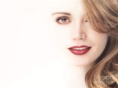 Beautiful Young Woman Face Blending Into Light Background Photograph By