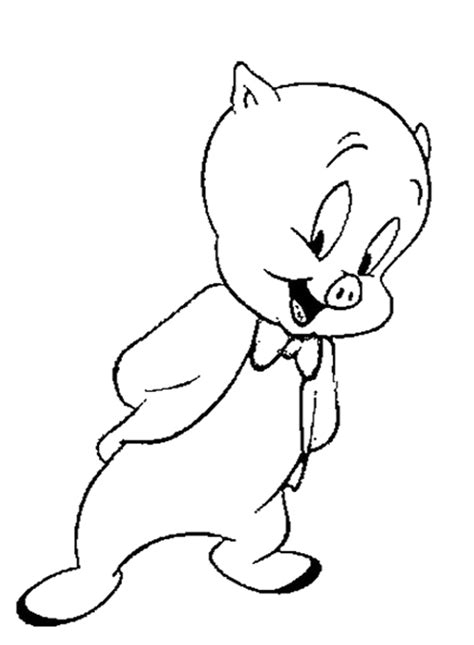 Cute Porky Pig Coloring Pages Looney Tunes Cartoon Coloring