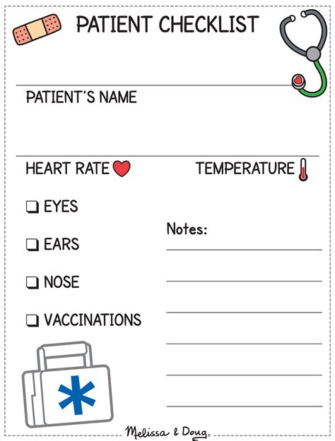 Playing Doctor Patient Checklist For Kids Free Printable