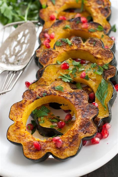 Roasted Acorn Squash With Pomegranate And Parsley Foxes Love Lemons
