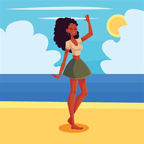 Cartoon Of The Black Women At The Beach Illustrations Royalty Free