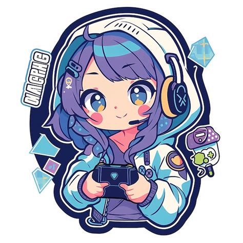 Premium Ai Image Minimal Japanese Kawaii Gamer Girl Chibi Anime