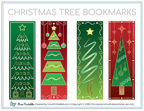 Printable Christmas Tree Bookmarks