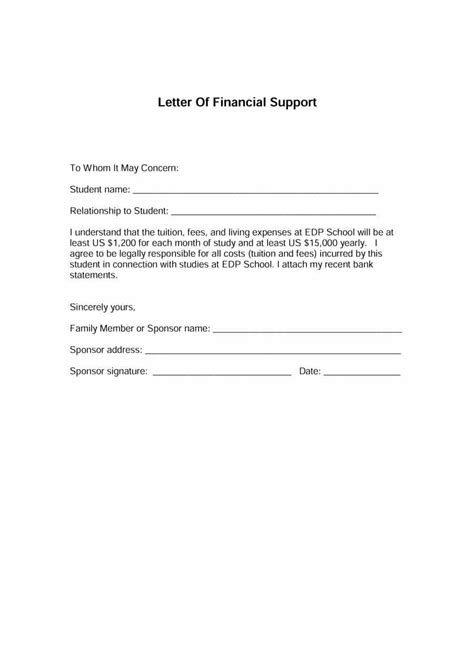 Letter Of Financial Support Template Elegant 40 Proven Letter Of