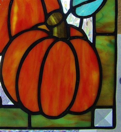 Two Pumpkins Stained Glass Panel Pumpkin Sun Catcher Fall | Etsy