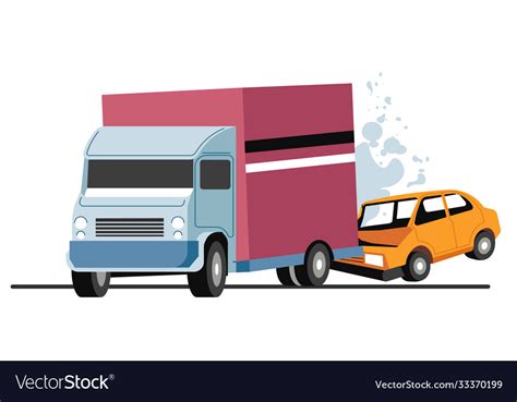 Traffic Collision Lorry And Car Accident Vector Image