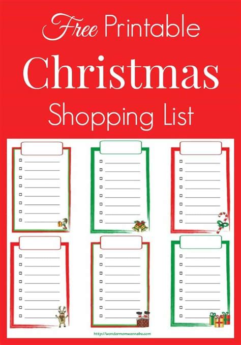 Preparation for this free printable baby shower game: Free Printable Christmas Shopping List
