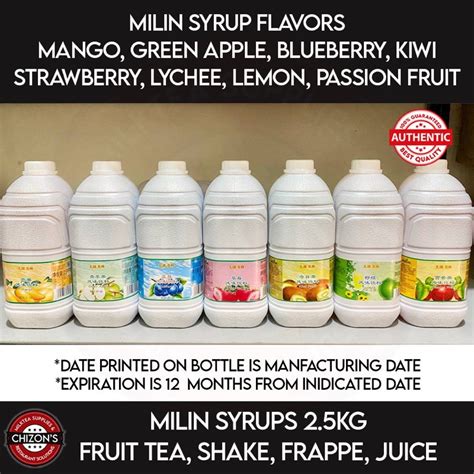 Milin Fruit Tea Syrup 25kg Blueberry Mango Strawberry Green Apple Lychee Lemon Kiwi Passion