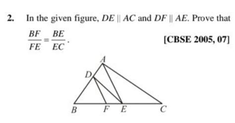 2 In The Given Figure De∥ac And Df∥ae Prove That Febf Ecbe [cbse 20