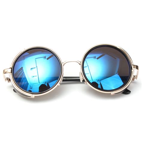 Mirror Lens Round Glasses Cyber Goggles Steampunk Sunglasses Vintage Retro New Ebay
