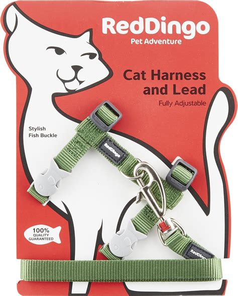 Red Dingo Classic Nylon Cat Harness And Leash Green 106 To 189 In