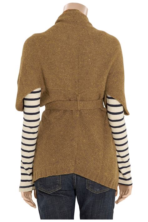 Vince Belted Knitted Wool Cardigan In Brown Camel Lyst