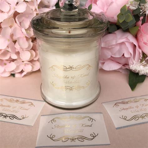 Personalized Clear Wedding Candles Stickers Elegant Marriage Floral