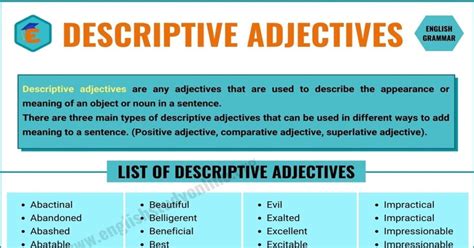 What Are Descriptive Adjectives Types And Some Popular Examples
